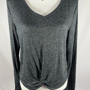 Aeropostale Women Blouse Top Size XL long sleeve gray